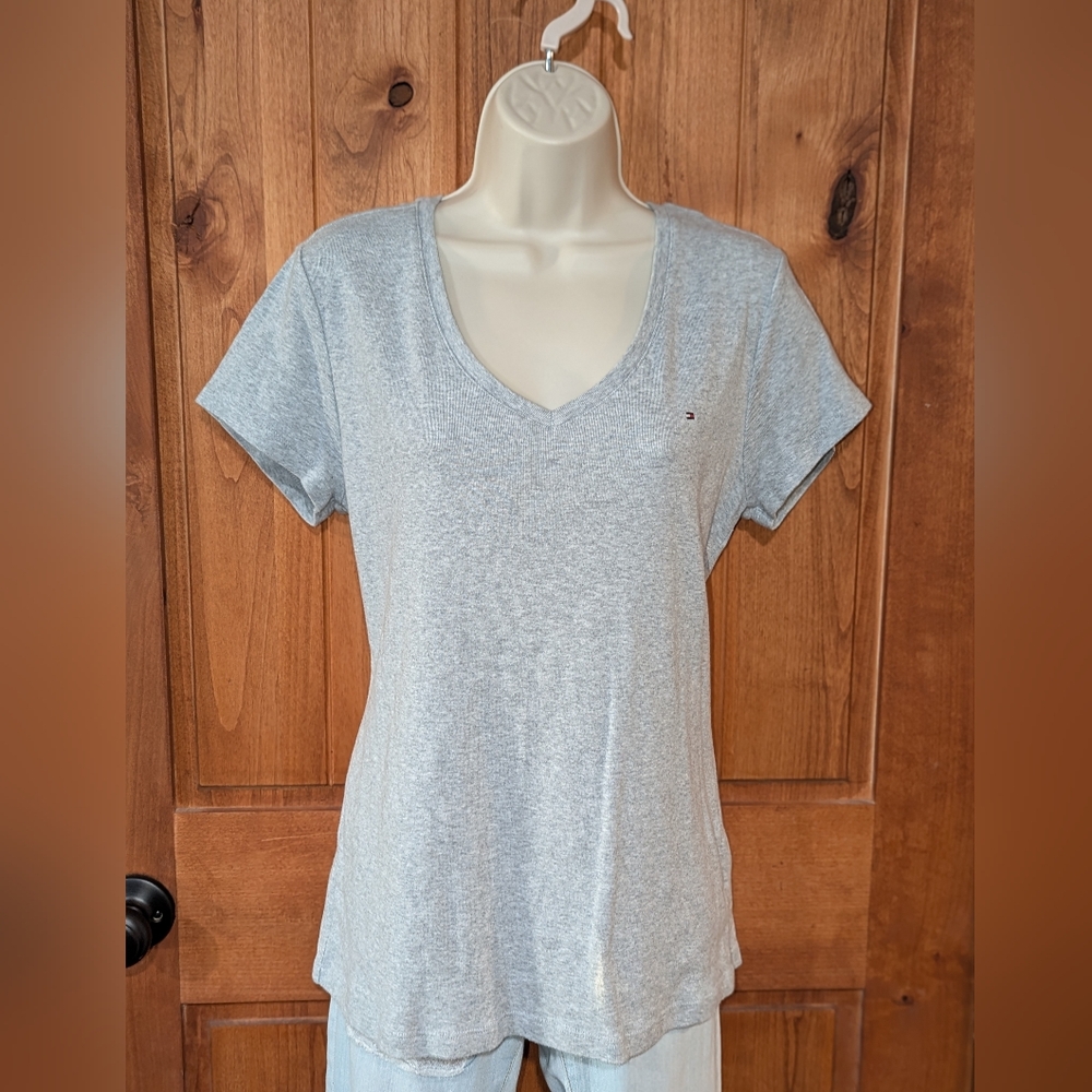 Tommy Hilfiger Light Gray V-Neck Tee